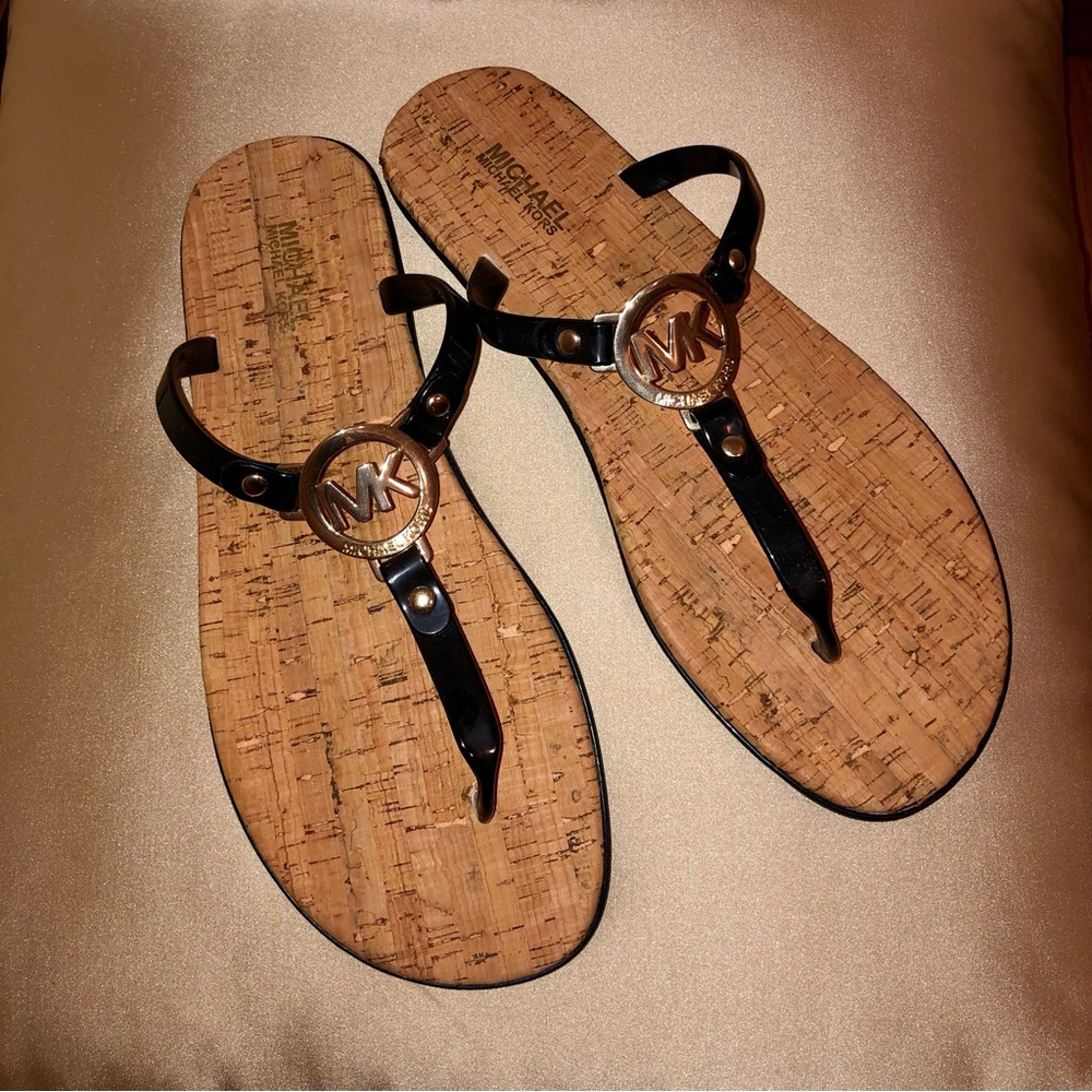 Michael Kors Charm Cork Jelly T-Strap Sandals - New Without Tag